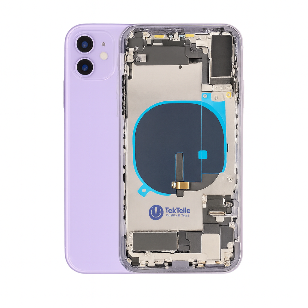 Rückgehäuse kompatibel mit iPhone 11 mit Kamerarahmen – Ersatzteil, in 4 Farben