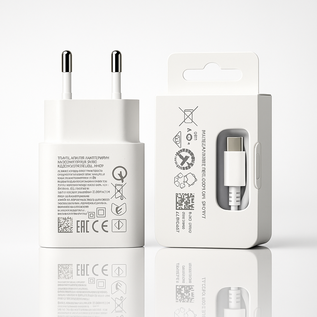USB-C Ladegerät 25W mit PD Adapter + USB-C zu USB-C Kabel (3A), kompatibel mit Smartphones & Tablets
