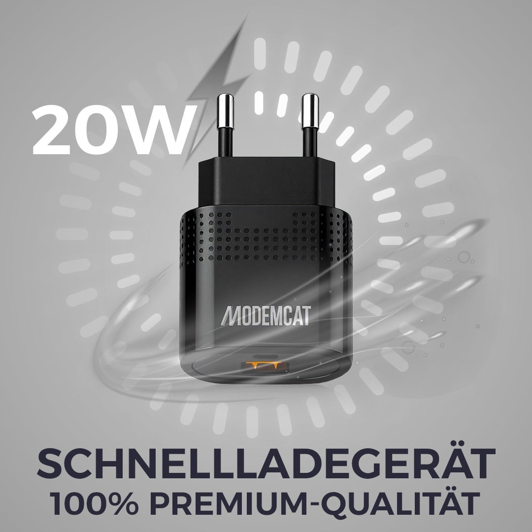 Doppelport Ladegerät 20W – USB-A & Typ-C, kompakt und leicht