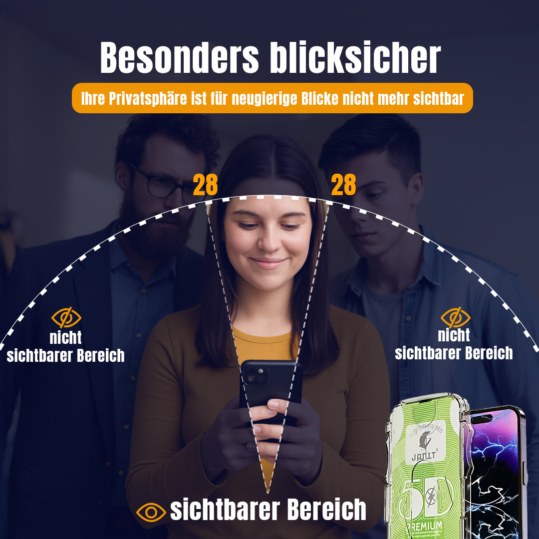 Privacy Panzerglas für iPhone 11–16 mit Blickschutzfilter – schützt vor seitlichen Blicken