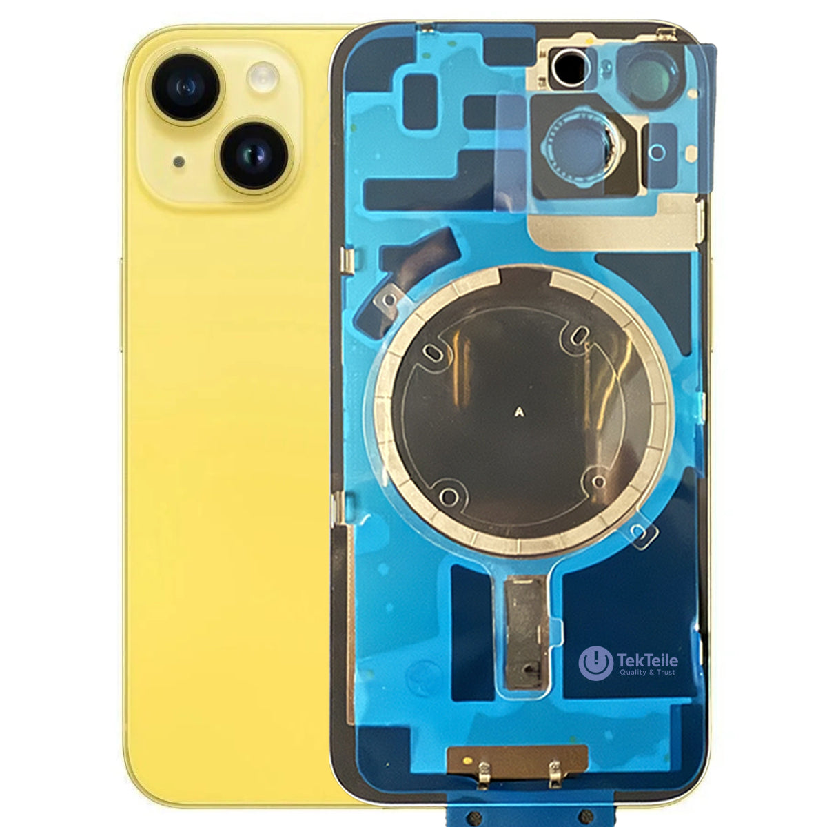 Rückgehäuse kompatibel mit iPhone 14 Plus – Glas Ersatzteil mit Kamerarahmen