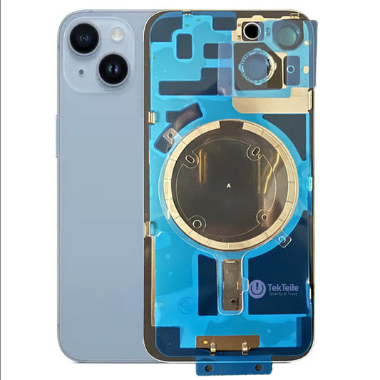 Rückgehäuse kompatibel mit iPhone 14 – Ersatzteil aus Glas mit Kamerarahmen (6 Farben)