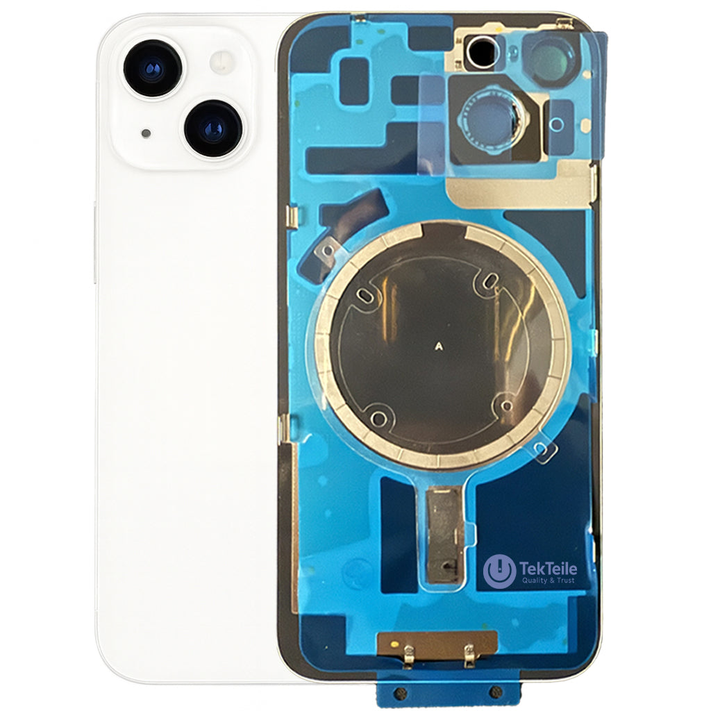 Rückgehäuse kompatibel mit iPhone 14 – Ersatzteil mit Kamerarahmen in Starlight